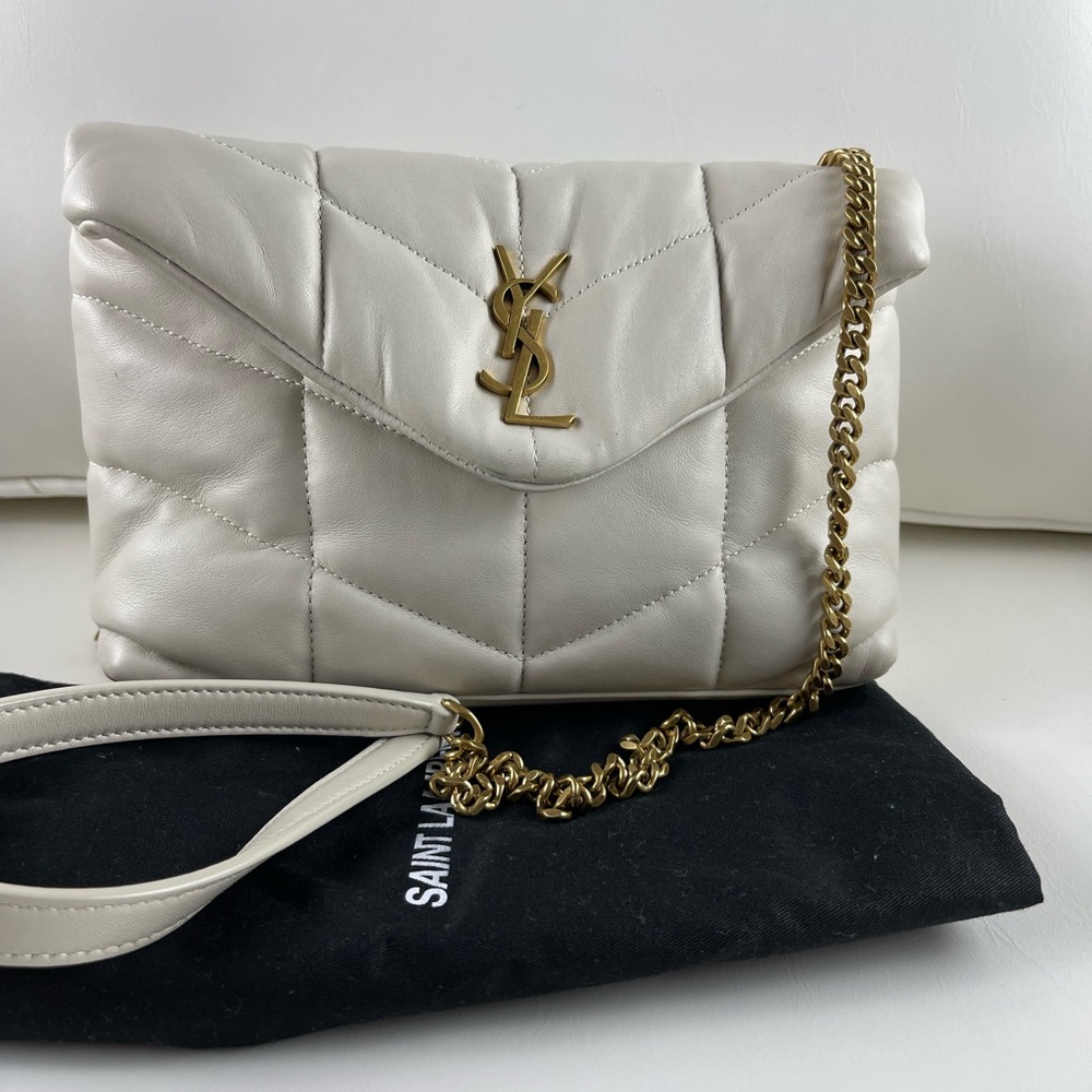 YSL Mini Puffer Loulou in Blanc Vintage Crossbody. Authentic!